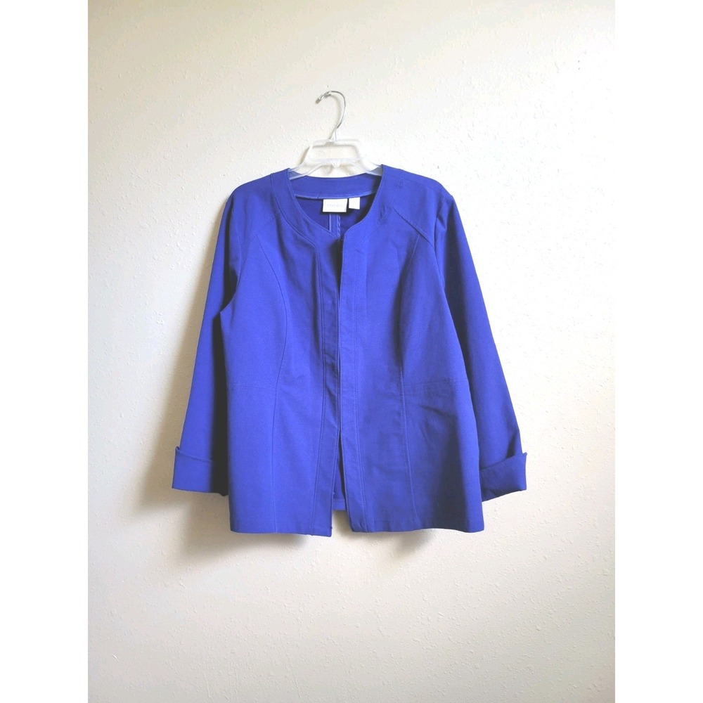 Chico's Jacket Women's Alicia Textured Open Front Mysterious Blue Blazer Sz 3